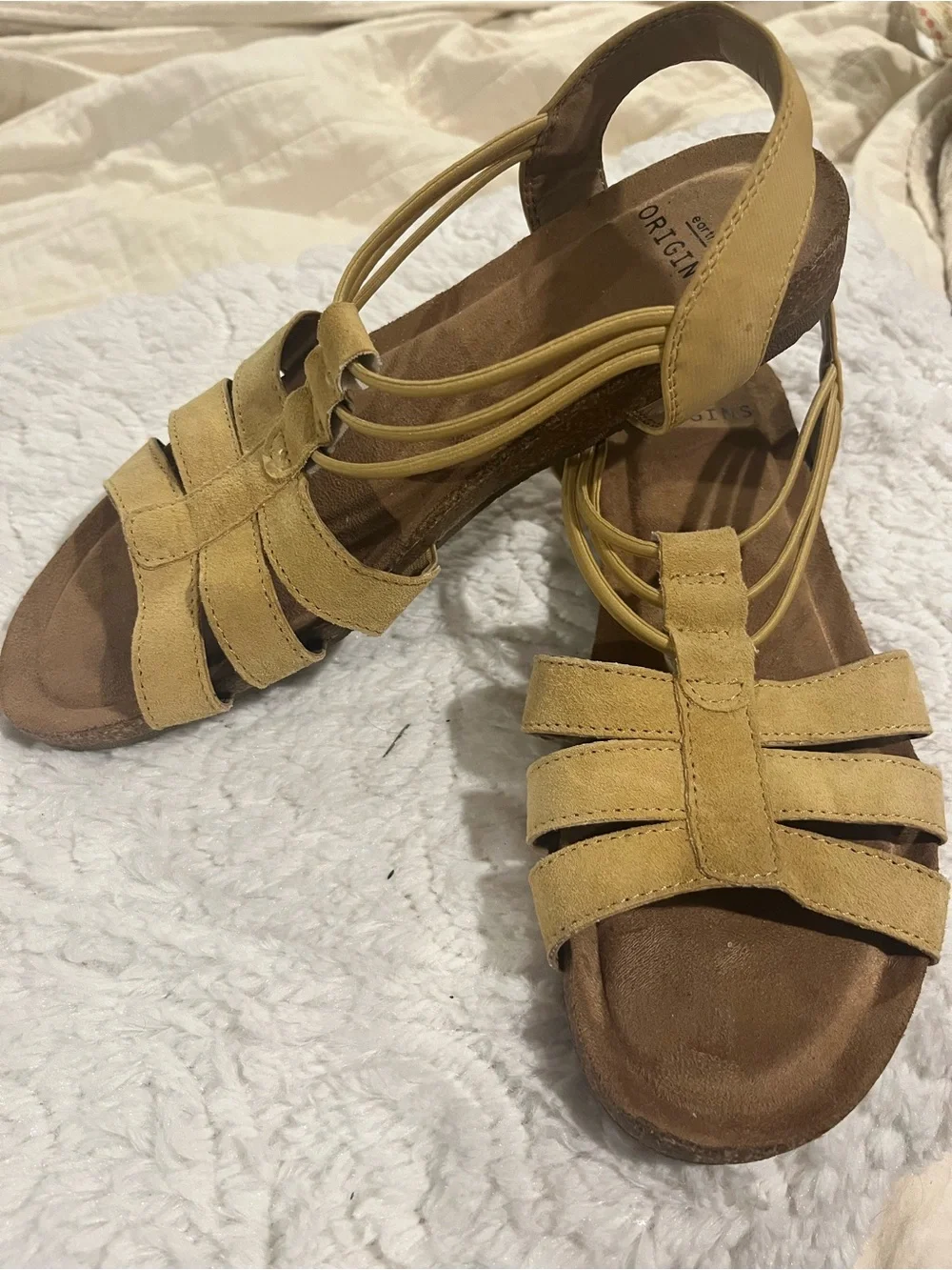 Earth Origins pull on Leather Laney sling back sandals Sedona Brown 8